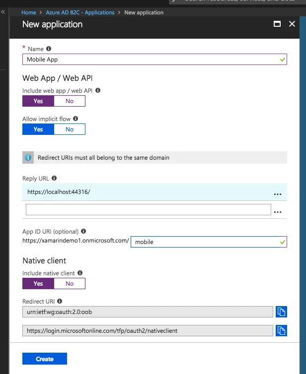 Azure Active Directory B2C for Xamarin Applications