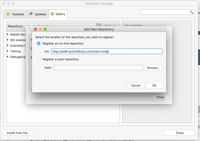 Prism Template Pack in Visual Studio for Mac