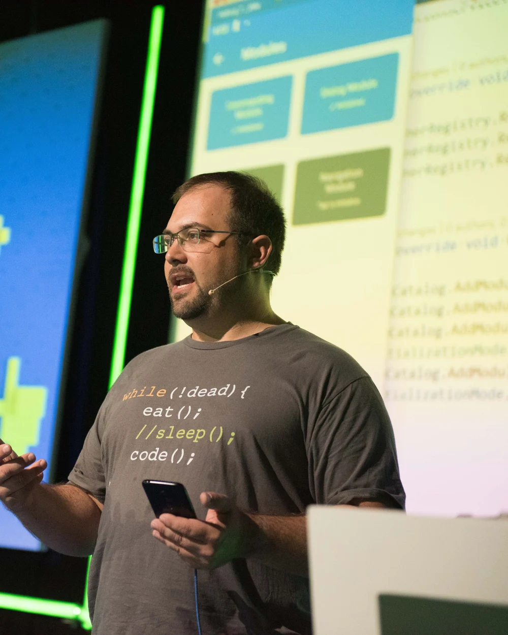 Dan Siegel speaking at a technology event